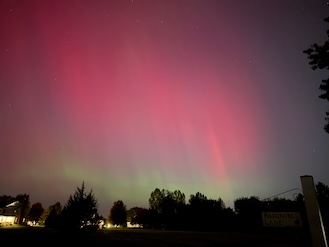 Northern lights in the night sky